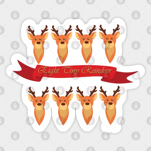 Eight Tiny Reindeer Sticker by SakuraDragon